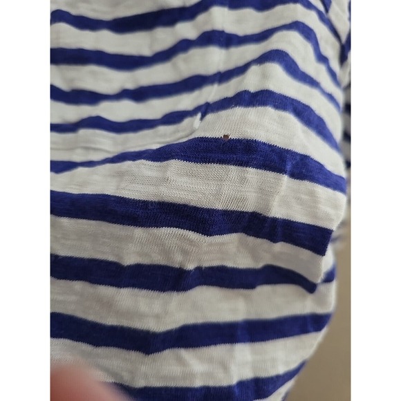 Chico's Nautical Blue Striped Popover Quarter Sleeve Blouse Womans Size XL - Picture 3 of 3